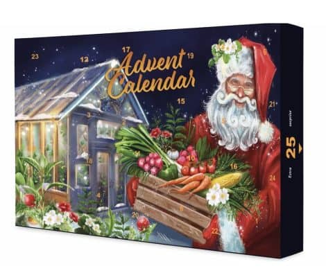 Garden Gifts Seed Calendar with Assorted Vegetables, Herbs, and Flower Seeds, plus Greenhouse Grow Kit. 24-day Christmas countdown for Secret Santa and Stocking Fillers in 2023.