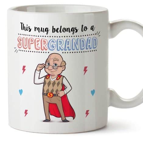 MUGFFINS Grandad Mug – Super Grandad – Coffee Grandpa Mug for Breakfast Birthday Gift for Grandfathers – Ceramic 11 oz