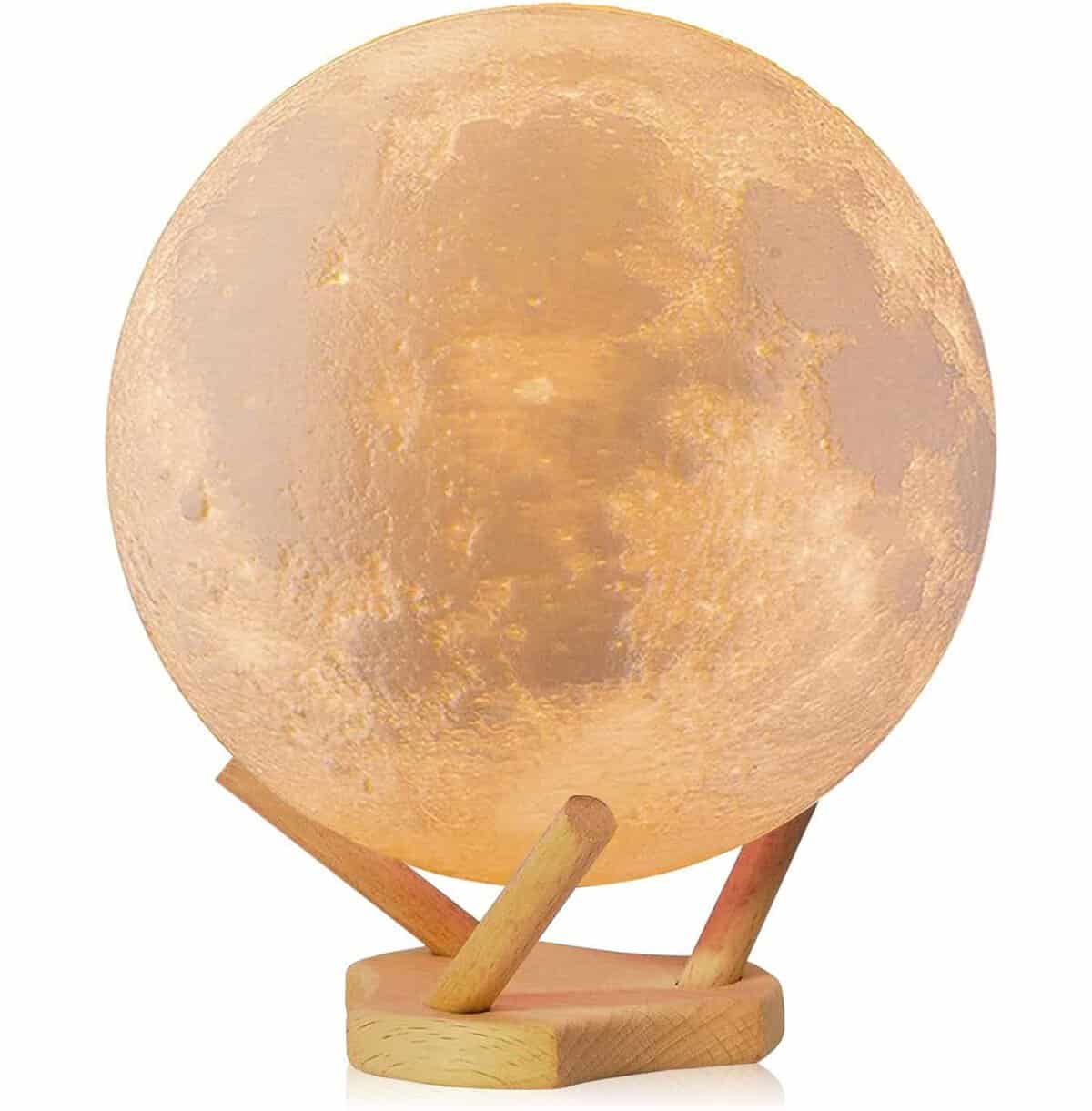 ANNMEONZ Moon Lamp, 15 cm, 16 Colours, LED 3D Print Moonlight with Stand & Touch Control and USB Rechargeable, Moonlight Lamps for Children Lovers, Birthday, Mother's Day Gift