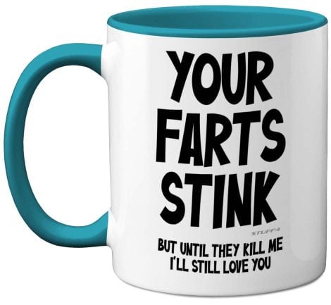 Christmas Humorous Presents for Men – Your Flatulence Smells Mug – Hilarious Mugs for Male, Birthday Gifts for Partner, Father, Husband, Amusing Unique Present, Affection for Family, 11oz Light Blue Ceramic Cups.