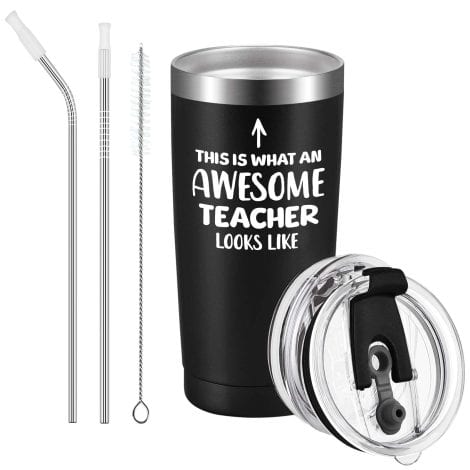 Livole Teacher Christmas Gifts for Men, Top Teacher Mug, Thank You Gifts for Male Teachers, Outstanding Teacher Appearance, 20OZ Spill-proof Thermal Mug, 600ml Insulated Wine Glass