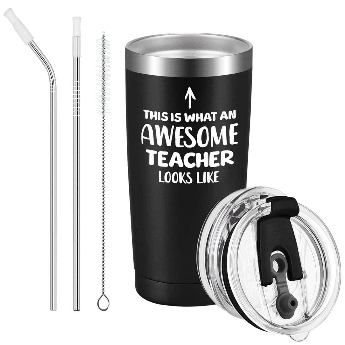 Livole Christmas Gifts for Teacher Men, Best Teachers Mug, Thank You Teacher Gifts Male, This is What an Awesome Teacher Looks Like, 20OZ Leakproof Thermal Travel Mug, 600ml Insulated Wine Tumbler