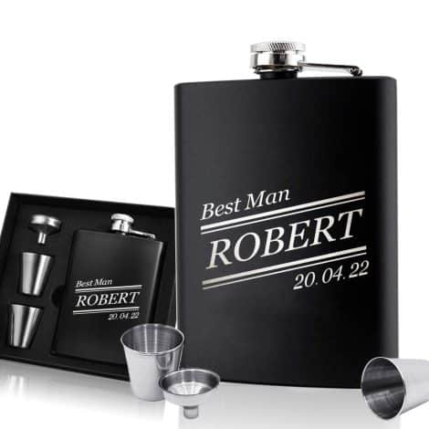 EDSG Engraved Whisky Flask: Customised Hip Flask, 6oz Pocket Size. Specially Handcrafted in UK for Best Man, Father’s Day, or Wedding. Perfect Gift for Dad, Daddy, Father, Grandpa, or Granddad.