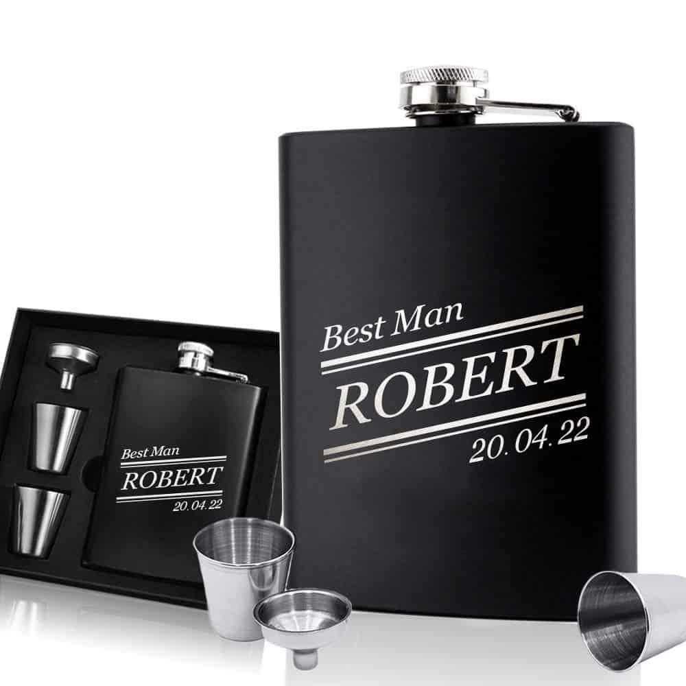 EDSG Personalised Hip Flask | Engraved Whisky Flask 6oz Pocket Flask | Custom Gift for Best Man Fathers Day Wedding | Gift for Dad Daddy Father Grandpa Granddad Hand Finished in UK (Name)