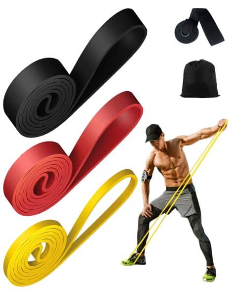 Rantizon Resistance Bands [Set of 3] are versatile gym bands designed for men and women, providing different resistance levels for various exercises and workouts, including chest expanding, arm, and leg training.