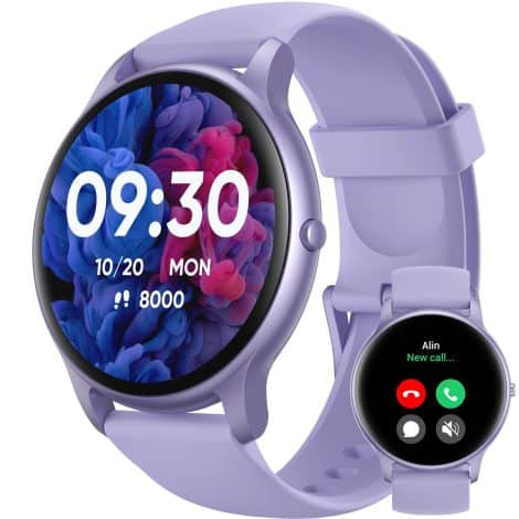 Parsonver Smart Watch with Calling Function, 1.32″ High Definition Fitness Watch for Men and Women, Purple.