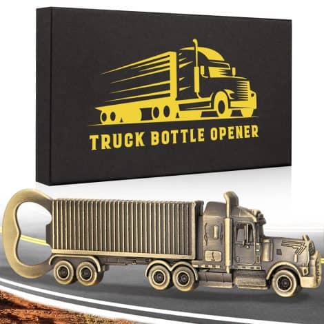 LULLEA Presents for Gentlemen, Lorry Gifts for Lorry Driver, Ale Cap Opener Presents for Gentlemen Ladies Father Son Him, Xmas Present Suggestions for Gentlemen with Present Box and Card, Bday Gift, Dads Day Gift, Copper