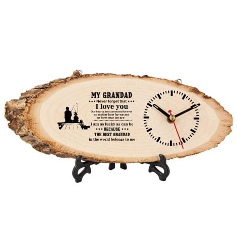 Tulolvae Grandad Birthday Gifts – 12×4 Inch Log Clocks: Special Presents for Grandparents from Grandchildren on Christmas or Father’s Day.