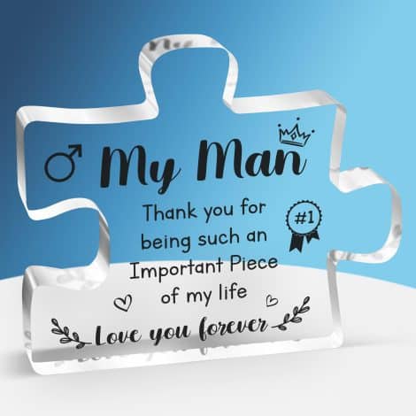 Gifts for men during Christmas, puzzle-shaped acrylic plaque. Ideal for birthdays, anniversaries, weddings, boyfriends, husbands, fathers, and valentines.