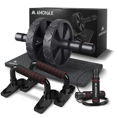 Amonax Home Fitness Set (Ab Roller, Skipping Rope, Push-up Handles). Workout Equipment for Abs, Weight Loss, Sport Accessories.