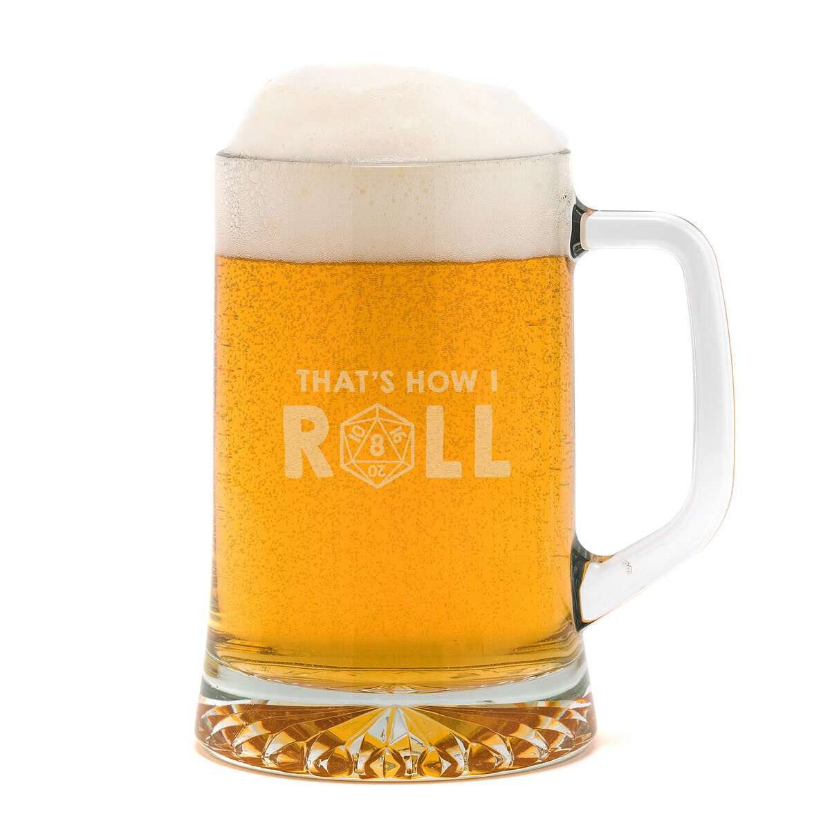 "That's How I Roll" Engraved Beer Glass Tankard for DnD Fans - Dungeons and Dragons Gifts for Men or Women