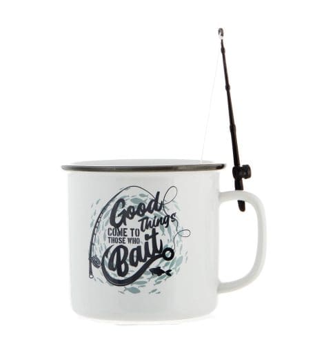 Boxer Gifts ‘Good Things Arrive to Those Who Fish’ Mug – Hilarious Fishing Presents for Men on Special Occasions | Includes a Witty Rod to Dip Biscuits, White.