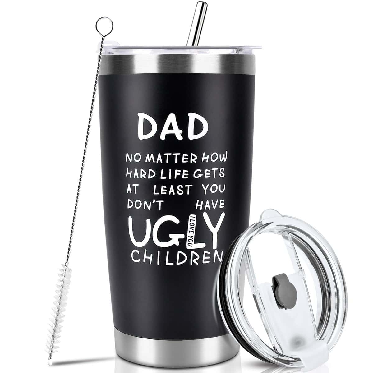 OEAGO Christmas Tumblers Gifts for Dad from Daughter Son Wife, Dad Christmas Gifts 20 OZ Tumbler Travel Mug with Straws Lids-Dad Birthday Gifts for Men Dad Grandpa on Christmas Fathers Day