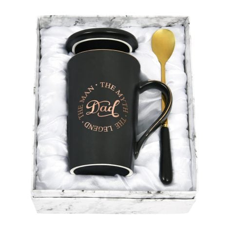 Joyful Father’s Birthday Gifts Mug, Daughter or Son’s Presents for Dad, Coffee Cup – The Man, The Myth The Legend, Black 14oz.