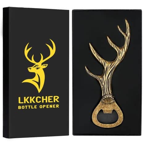 LKKCHER Bronze Stag Bottle Opener – Unique Deer Antler Design. Perfect Gift for Dad, Husband, or Beer Enthusiasts.