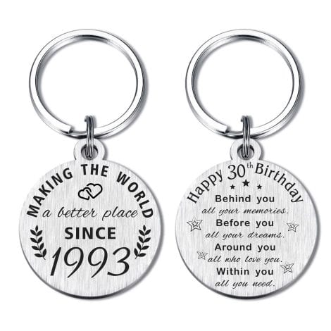 ABBNT 30th Anniversary Gifts for Ladies and Gentlemen, Born in ’93 Presents, 30th Birthday Keyring, ’93 Birthday Ornaments.