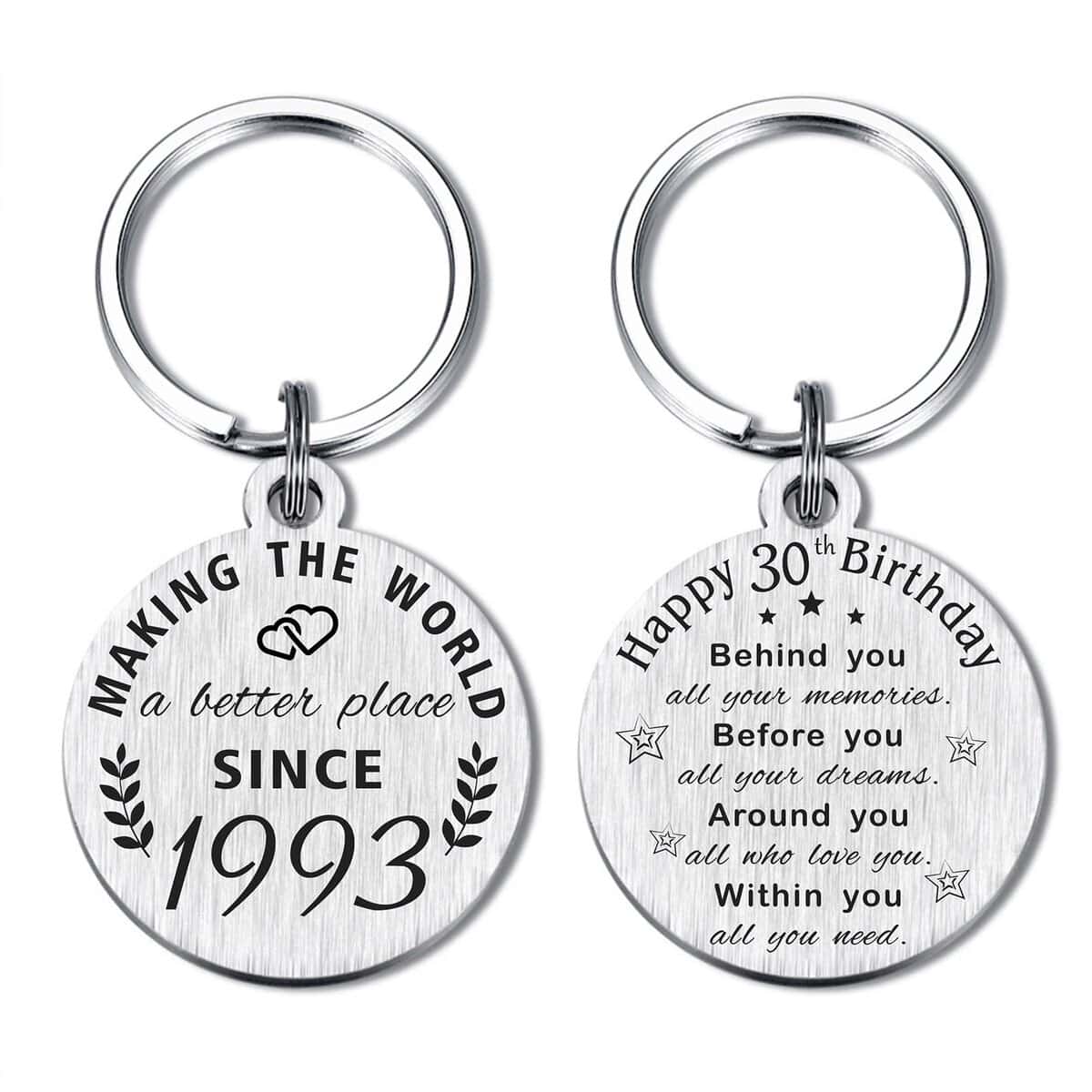 ABBNT 30th Birthday Gifts for Women Men, Born in 1993 Gifts, 30 Year Old Birthday Keychain, 1993 Birthday Decorations