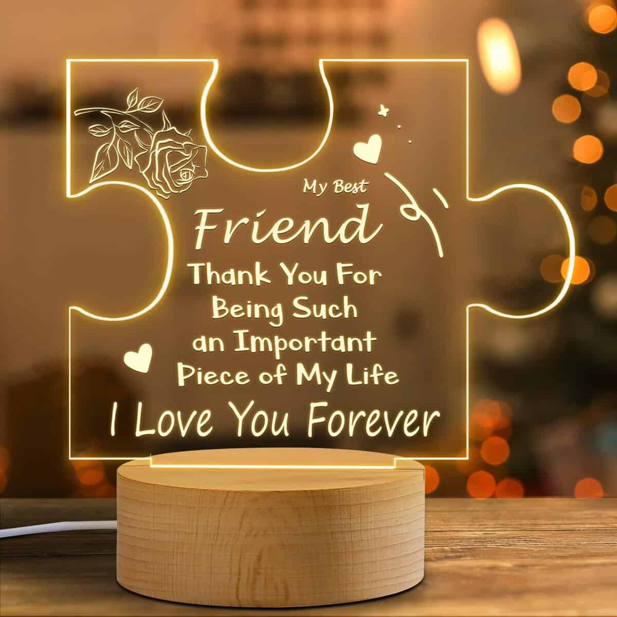 Best Friends Gifts for Women - Friendship Gifts for Women Men Birthday Puzzle-Shaped Night Light Lamp, Gifts Ideas Special Christmas Xmas Present Gifts for Friends Female, Sister, Work Bestie