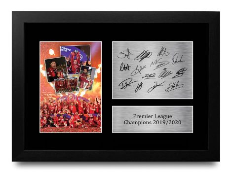 HWC Trading FR A4 Liverpool Premier League Winners 2019/2020 Gifts Prints Signed Autographs – A4 Frame for Football Fans and Supporters.