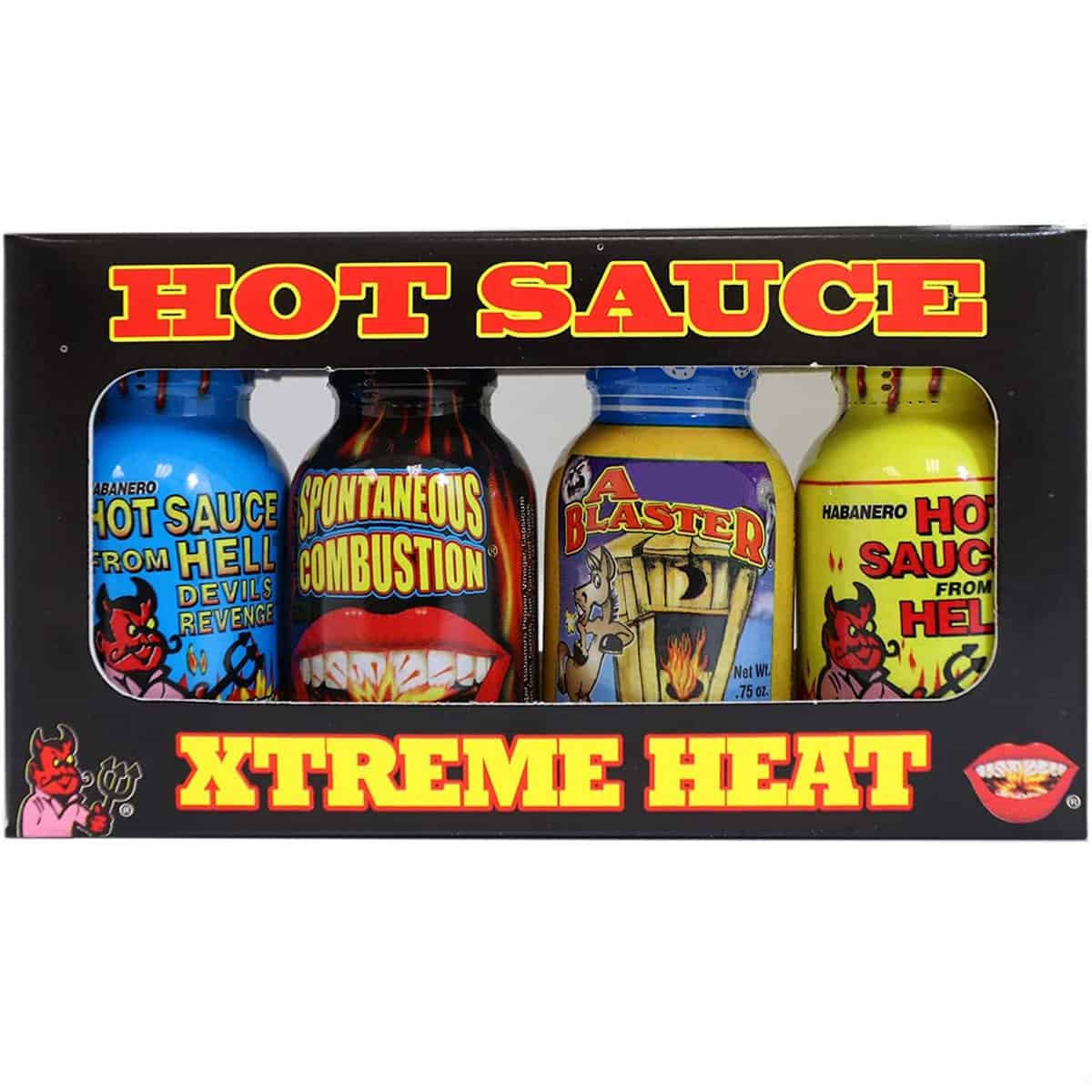 Xtreme Heat Hot Sauce Bottles Gourmet Gift Set Travel Size  4 Pack  Perfect Gourmet Christmas Gifts for the Hot Sauce Fan