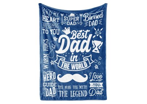 INNObeta Gifts for Dad, from Child, Present from Son Daughter Bed Soft Fleece Throws for Men(55 * 65inch), The Greatest Dad Ever- Blue