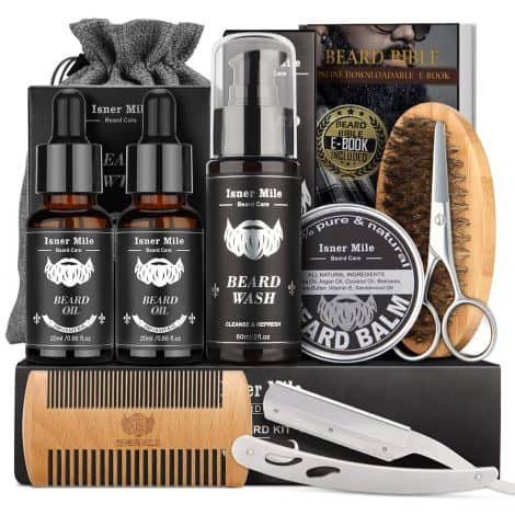 Beard Care Set for Men, Ideal Gifts for British Dads, Partners, or Boyfriends Including Shampoo, Oil, Balm, Trimming Tools