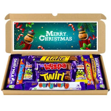 Christmas Chocolate Hamper | Chocolate Gift Box for Letter Boxes | 10 Large Cadbury Dairy Milk Bars | Perfect Secret Santa Presents For Him & Her (Merry Christmas)