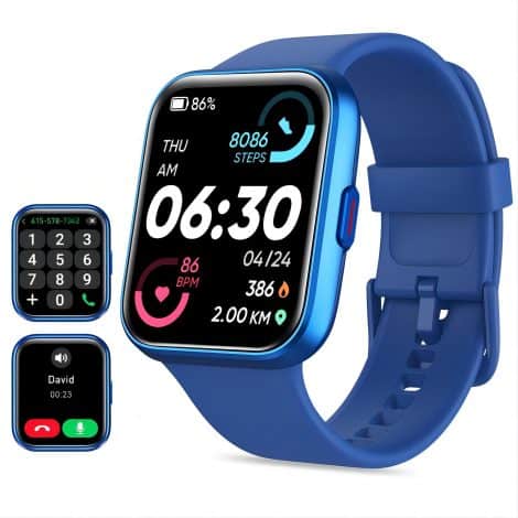 Smart Watch for Men and Women (Call Capable), Equipped with Alexa, 1.8″ Touch Display Fitness Tracker Monitoring Sleep, Heart Rate, 100 Activities, Water Resistant, Step Counter, Compatible with iPhone and Android.