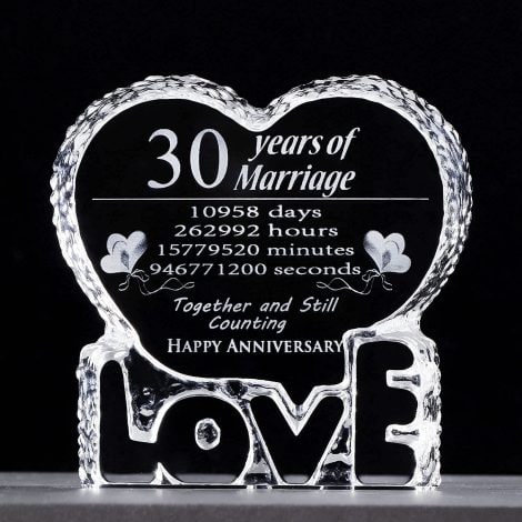 30th Wedding Anniversary Romantic Gifts for Couple Wife Husband Happy 30th Anniversary Crystal Keepsake Presents (30 Years)