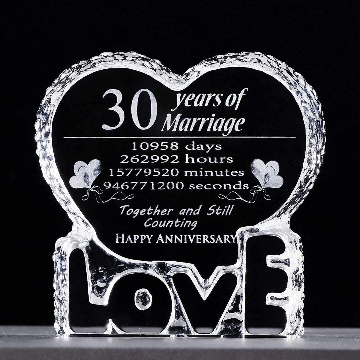 30th Pearl Wedding Anniversary Romantic Gifts for Couple Wife Her Him Happy 30 Years Anniversary Crystal Gifts for Him Husband Men Keepsake (30 Years)