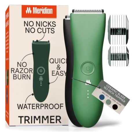 MERIDIAN Personal Grooming Trimmer for Men – Accurate Sphere Shaver, Groin and Body Hair Trimmer – Perfect for Male Intimate Grooming – Pale Green