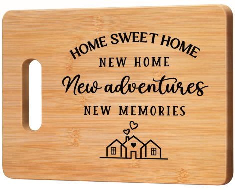 Elequaint’s Personalised Bamboo Cutting Board: A Thoughtful Housewarming Gift for New Home Owners, Friends, or Couples.