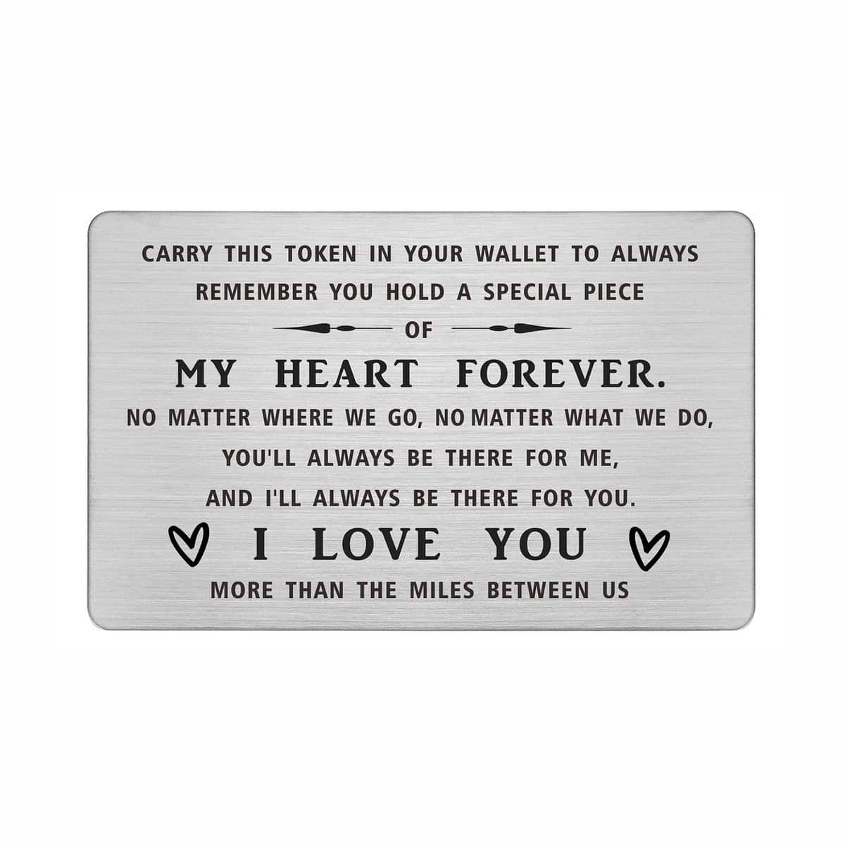 DEGASKEN Romantic Love Gifts for Him Boyfriend - I Love You More Than The Miles Between US - Meaningful Valentines Gifts for Men Husband, Long Distance Wallet Card