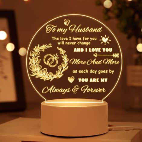 Christmas Presents for Spouse – Gift for Spouse Night Lamp, Amorous Valentine’s Prizes for Males Engraved, Spouse Valentine’s Prizes Birthday Celebration Anniversary, Christmas Presents for Male.