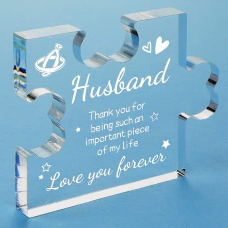 Gifts for Husbands on Birthdays, Engraved Acrylic Blocks for Husbands, Presents for Him on Valentine’s, Christmas, Anniversaries, and Weddings.