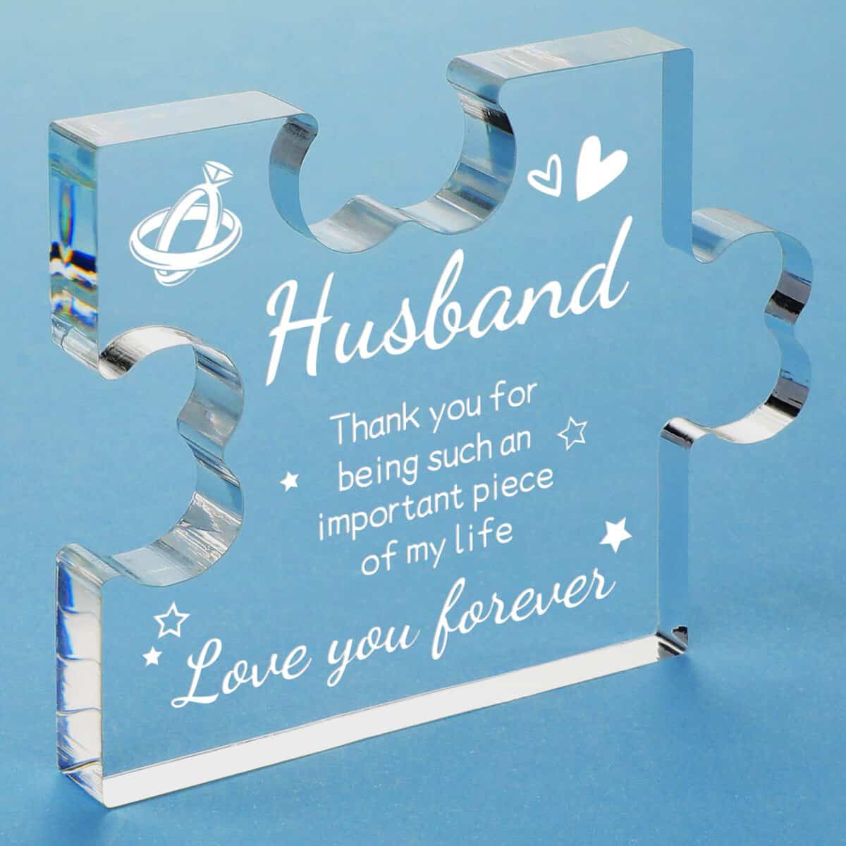 Husband Birthday Gifts,Engraved Acrylic Block Gifts for Husband,Valentines Day Christmas Anniversary Wedding Gifts for him