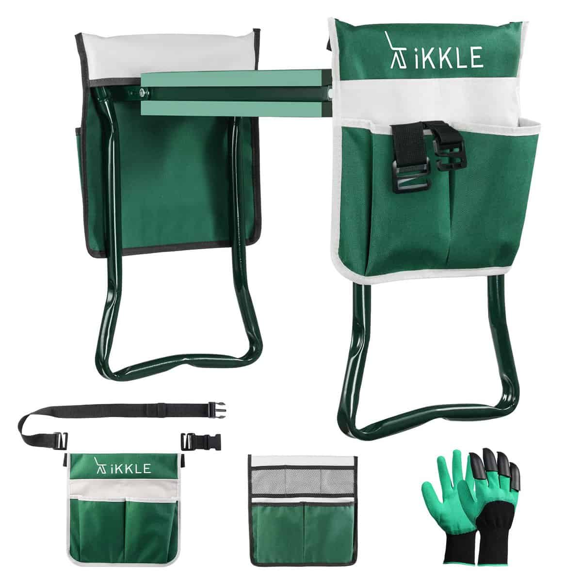 Garden Kneeler and Seat, Gardening Kneelers Stool with Handles, Portable Foldable Garden Bench with Kneeling Pad, Adjustable Belt Tool Pouches, Gloves | Gardening Gifts for Elderly or Women