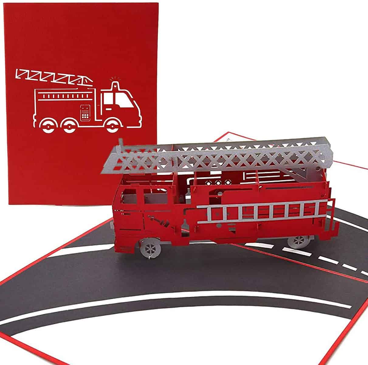 PopLife Fire Engine 3D Pop Up Fathers Day Card - Happy Anniversary Pop Up Card, Birthday Popup, Firemen Gift, Retirement Fire Truck Card - for Dad, for Son, for Father, for Grandfather, for Grandson