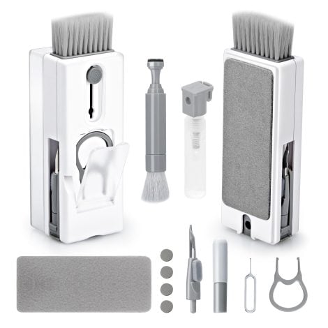 Alyvisun Laptop Cleaning Kit 11 in 1, Brush for Multifunctional Keyboard Cleaning with Keycap Puller. Suitable for Tablets, Phones, Earphones, and PCs in Grey.