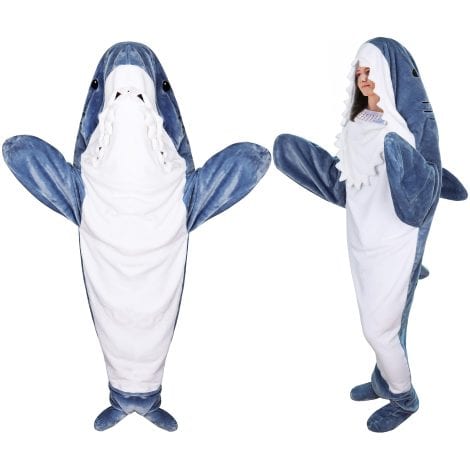 Belloxis Shark Gifts Hooded Blanket with Sleeves – Ideal Birthday or Christmas Presents for Teens, Women, and Men.