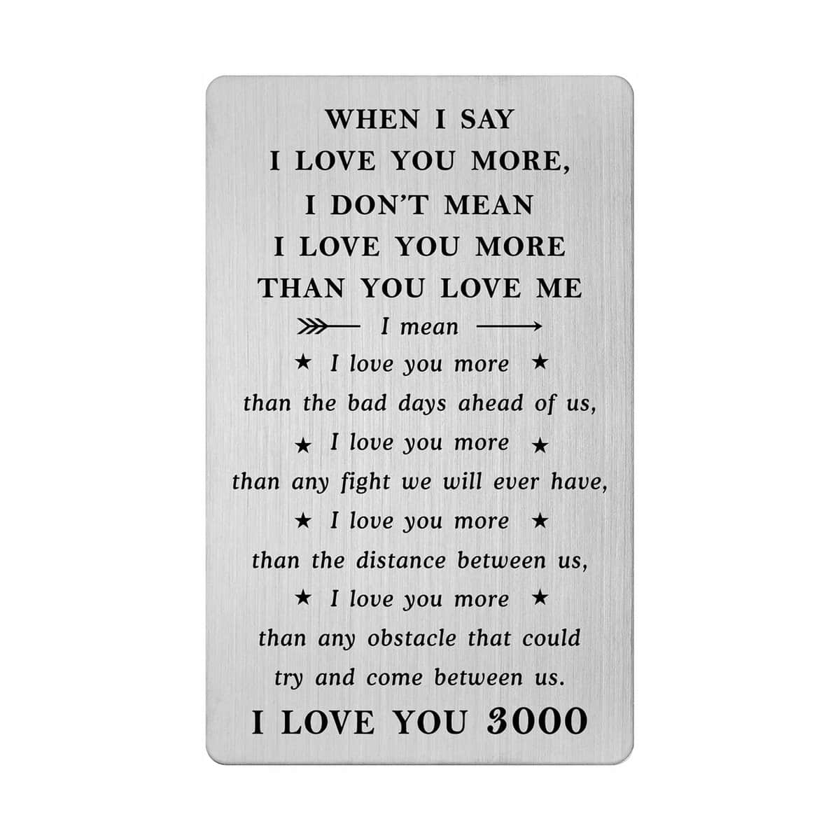 FALOGI When I Say I Love You More Wallet Card, I Love You 3000 Gifts for Him, Love Card for Men, Distance Gifts, Valentines Day