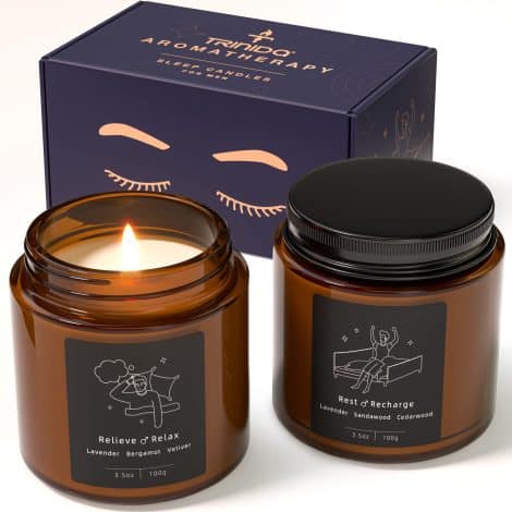 TRINIDa CHILL & UNWIND – Candles for Men’s Relaxation, Aromatherapy Set to Ease Anxiety & Enhance Sleep, Ideal for Anniversaries and Birthdays, Perfect for Men and Boyfriends to Indulge in Bath Relaxation.