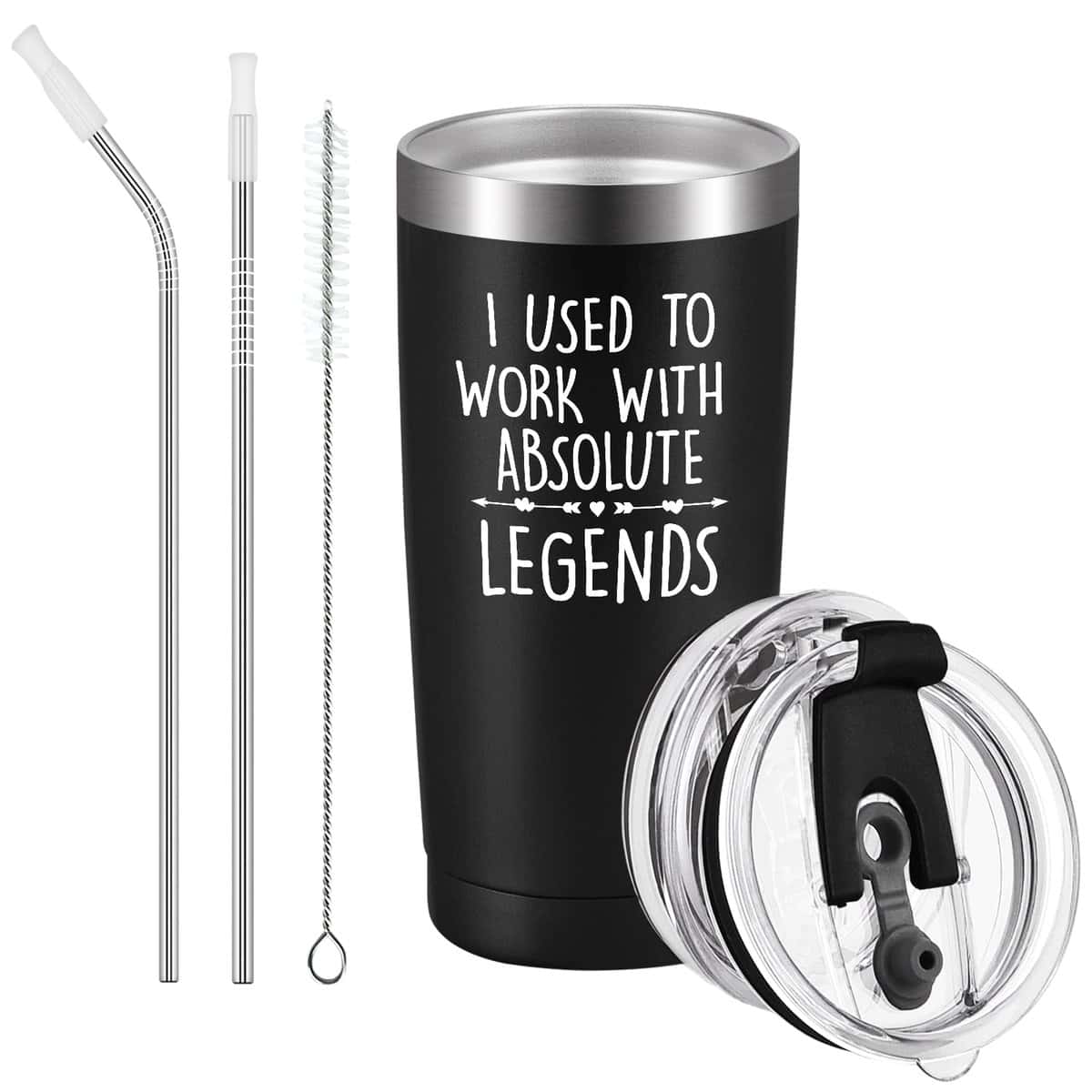 Livole Work Leaving Christmas Gifts for Colleagues, Coworker, Boss, Retirement Gifts for Men, Women, I Used to Work with Absolute Legends, 20oz Insulated Coffee Mug, Stainless Steel Tumbler, Black