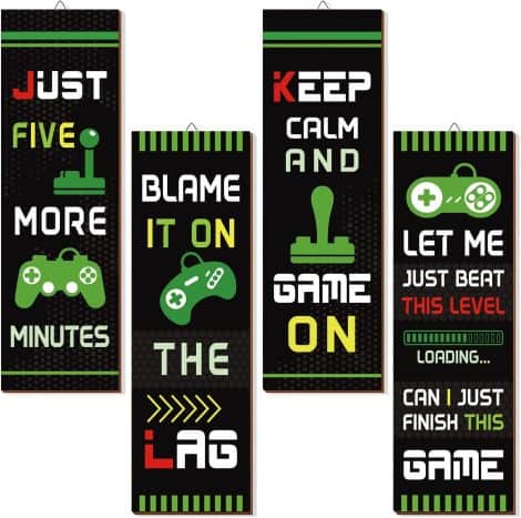 HPNIUB Gamer Room Wall Art: Gaming wooden sign for boys’ bedroom, game-themed hanging wall decoration, perfect gamer gifts. Suitable for nursery or kids playroom.