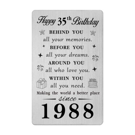 Gezxin 35th Birthday Gifts for Women Men – Delightful 35th Birthday Card and Customizable Keepsake for him/her turning 35 in 1988.