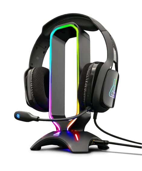 G-LAB K-Stand RADON Gaming Headset Stand – Colourful Backlight, USB Ports, Non-Slip Base – Versatile Stand for Gaming Headset (Black).