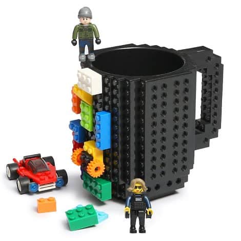 Brick Mug, Hilarious DIY Gift with Building Blocks, perfect for Children, Adults, Christmas or Birthday (Black)