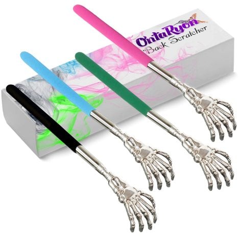 OntaRyon Extendable Back Scratcher | Quirky Presents for Men & Women | Compact Handheld Massager | Fun & Unique Stocking Stuffers for Grown-ups | Colorful Oddball Massage Tool.