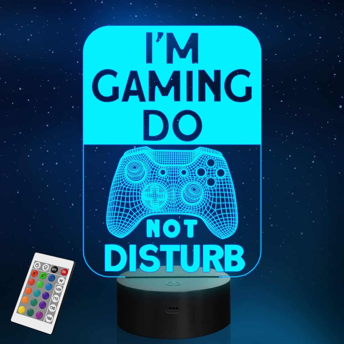 Do Not Disturb I'm Gaming Night Light,Gamepad Graphic Video Games Gamer Gift Funny 3D Illusion Lamp 16 Colors Changing Touch & Remote Control for Men Teenagers and Kids