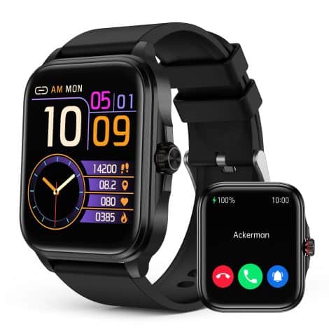 SOUYIE Smart Watch for both genders, with non-intrusive blood sugar monitoring, high-definition touch screen and fitness tracking features. Water-resistant, compatible with Android and iOS.